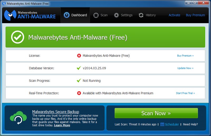 Supprimer Pub Content Push News de mon ordinateur avec Malwarebytes Anti Malware